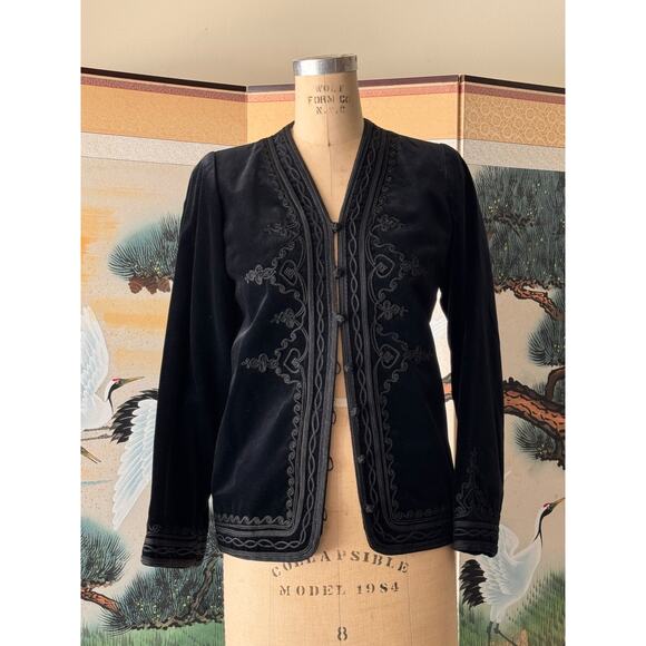 Vintage 1976 YSL Saint Laurent Velvet Russian Passementerie Jacket - Picture 1 of 6